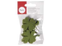 Filz Streuteile Kleeblatt, 5,5cm, m.Klebepunkt, SB-Btl 8Stück