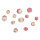 Holzperlen Diamant, 4St. ø1,5cm, 8St. ø1cm, SB-Btl 12Stück, pink-matt