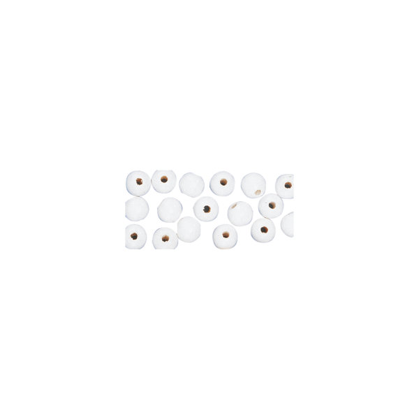 Holzperlen FSC 100%, poliert, 10mm ø, SB-Btl 52Stück, weiss
