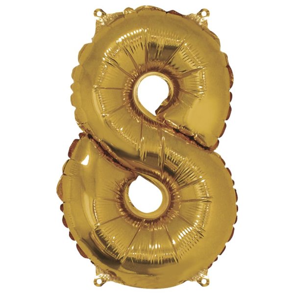 Folienballon Zahl 8, gold, 40cm, SB-Btl 1Stück