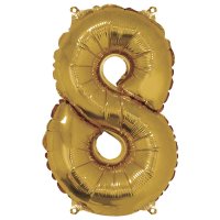 Folienballon Zahl '8', gold, 40cm, SB-Btl 1Stück