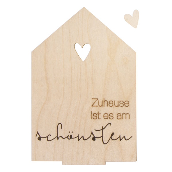 Holzmotiv HausZuhause ist es...FSC100%, 12,1x18,2x0,4cm, 2-teilig, SB-Btl 1Set, natur