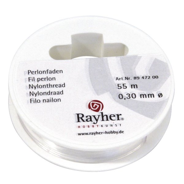 Perlonfaden, 0,3mm ø, Reissfest 4kg,Hängelast 700g, Rolle 55m