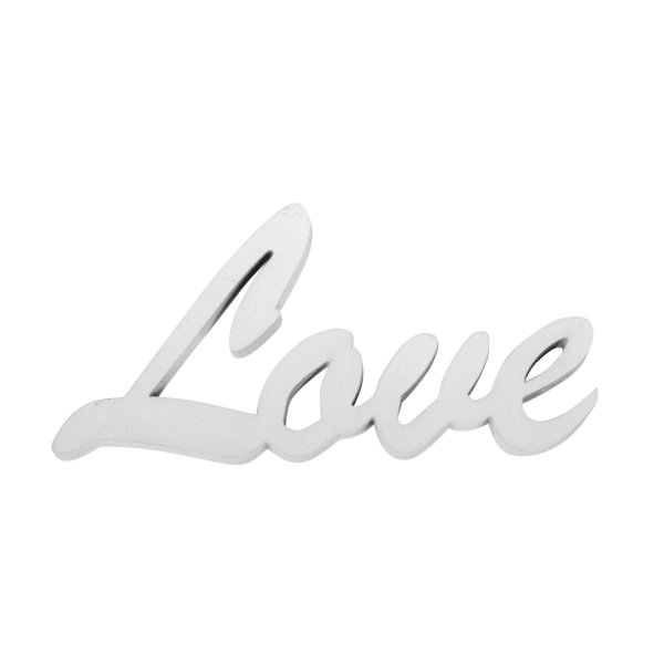 Holzschrift Love, 10x4,5x1cm, Beutel 1Stück, weiss