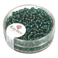 Rocailles, 2,6 mm ø, mit Silbereinzug, Dose 16g, jade