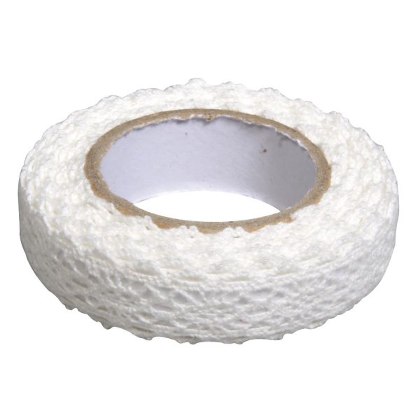 Fabric Tape Spitzenbordüre, 17mm, Auf Rolle, Blisterbox 2,5m, weiss