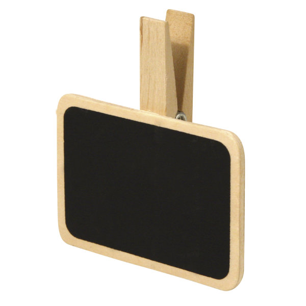 Holz-Minitafel auf Klammer, 6,8x4,8cm, SB-Btl 6Stück