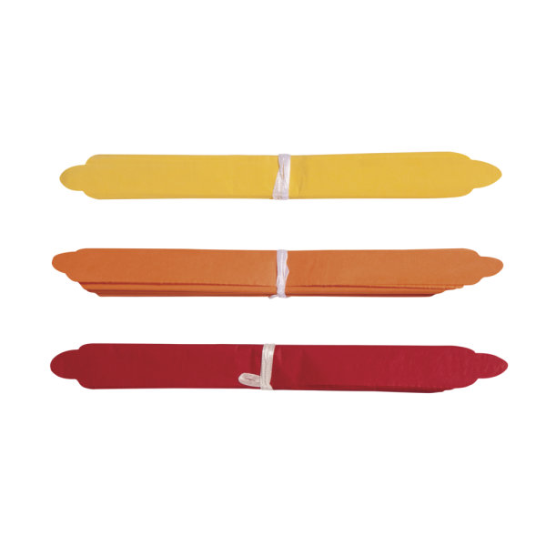 Papier-Pompoms, 35cm ø, rot/gelb/orange, farblich sortiert, SB-Btl 3Stück