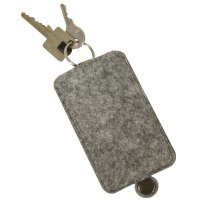 Filz Schlüssel Etui mit Druckknopf, 7,5x12cm, SB-Btl 1Stück, steingrau