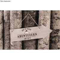 Holz Schild Pfeil, FSC100%, 40x15x0,6cm, mit Jutegarn, natur