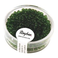 Rocailles, 2,6 mm ø, transparent, Dose 17g, grün