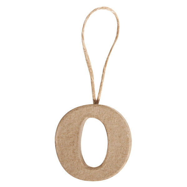 Pappmaché BuchstabeO FSC Recycled 100%, 4x4x1cm, mit Hänger