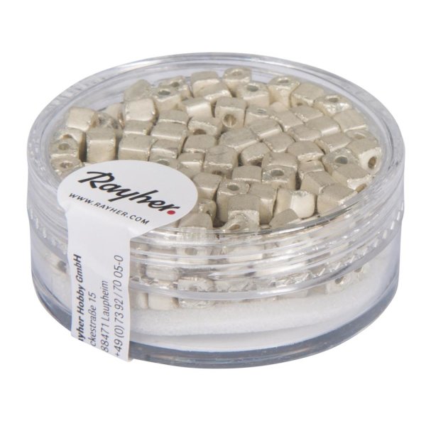 Metallic-Würfel, matt, 3,4 mm, Dose 15g, weiss