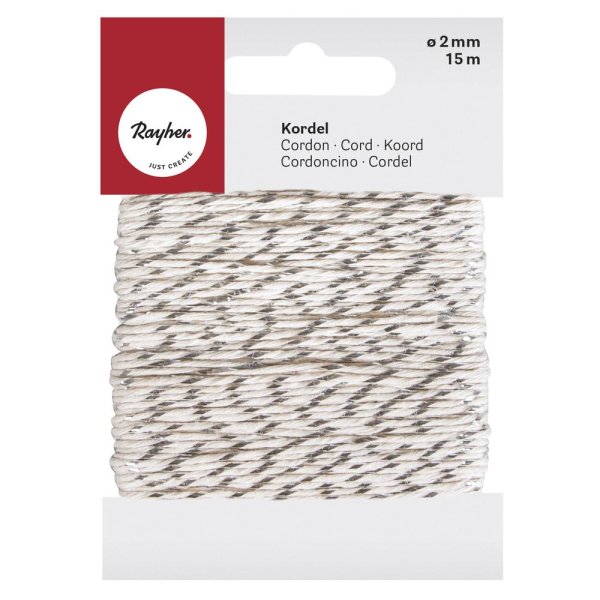 Kordel, 2mm ø, SB-Karte 15m, silber