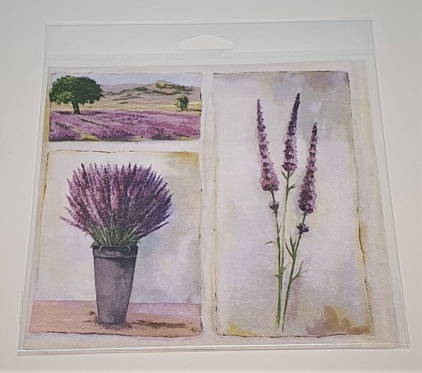 Serviette "Lavendelfeld und Strauss" 1-er Set