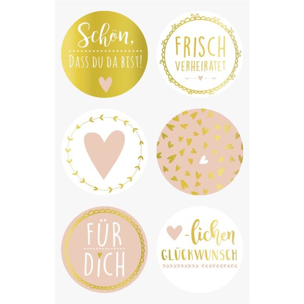 Sticker "Schön, dass Du da bist", 4 cm Ø, mit Goldfolie