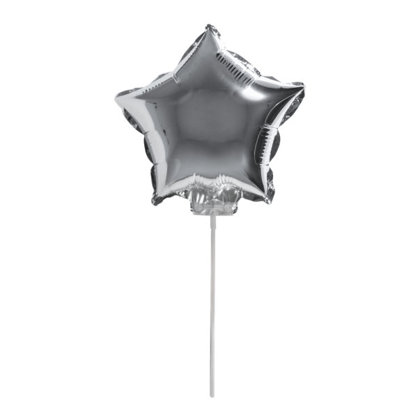 Folienballon Stern zum Stecken, 28cm ø, silber, SB-Btl 1Stück