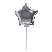 Folienballon Stern zum Stecken, 28cm ø, silber,...