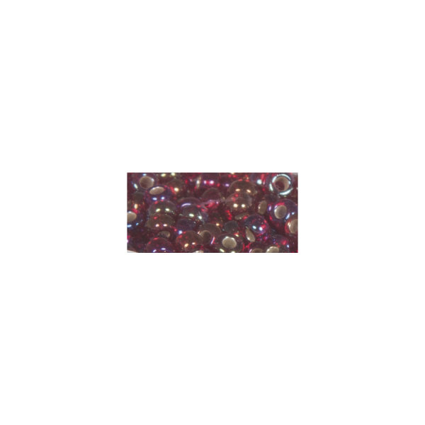 Rocailles m.Silbereinzug+Rainbow, ø2,6mm, Dose 17 g, pompadur-rot