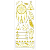 Sticker, Gold, Indianer-Motive, 10x24 cm, 1 Bl.