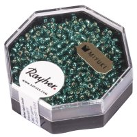 Premium-Rocailles, 2,2 mm ø, mit Silbereinzug, lagune, Dose 12g