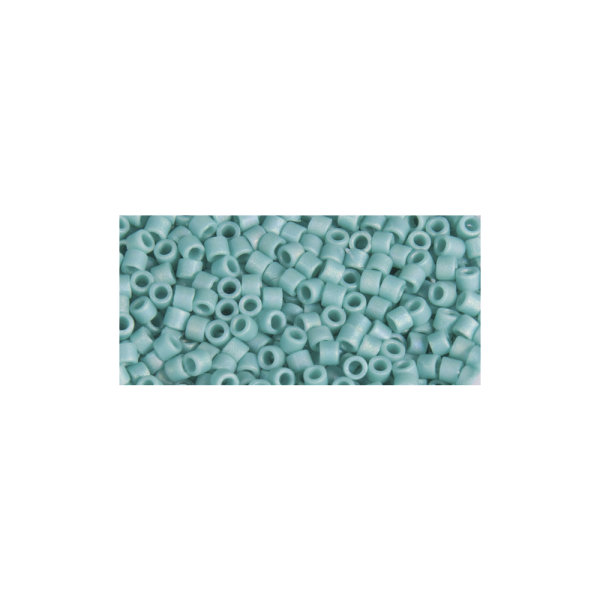 Delica-Rocailles, 2,2mm ø, transparent Rainbow matt, Dose, mintgrün, 8g