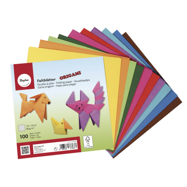 Origami-Faltblätter, FSC Mix Credit, 15x15cm, 80g/m2, Beutel 100Blatt