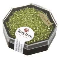 Premium-Rocailles, 2,2 mm ø, mit Silbereinzug, zitrone, Dose 12g