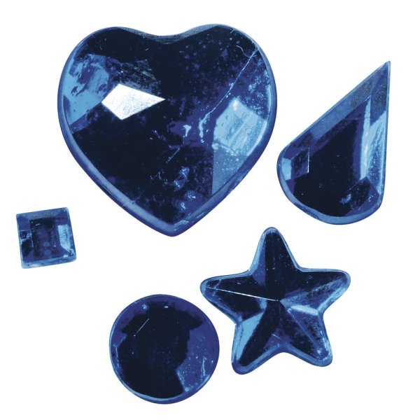 Acryl-Strasssteine zum Aufkleben, 3-12 mm, 5 Sorten, SB-Btl 58Stück, d.blau