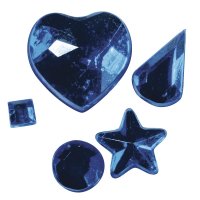 Acryl-Strasssteine zum Aufkleben, 3-12 mm, 5 Sorten, SB-Btl 58Stück, d.blau