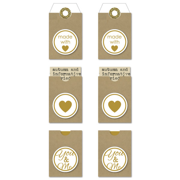 Sticker Tags - made with love, 3,2x5,3cm, SB-Karte 6Stück, kraft
