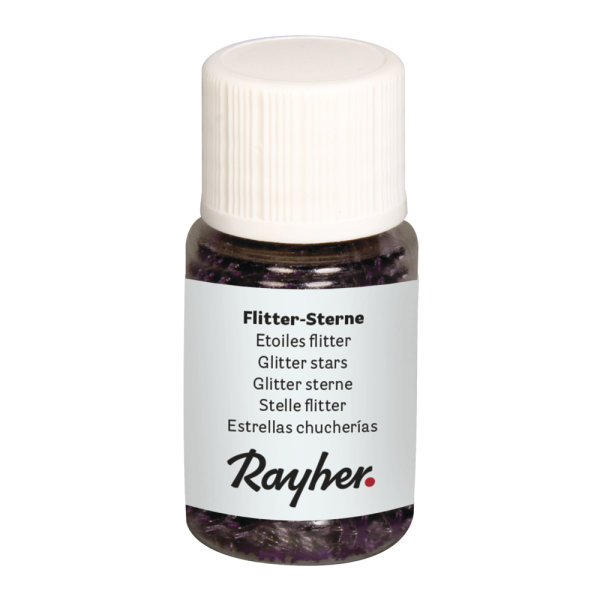 Flitter-Sterne, 3mm ø, PET, Flasche 10ml, violett