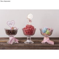 Glas Schale mit Fuss , gerillt, 12,5cm ø, 7cm, Fuss 6cm