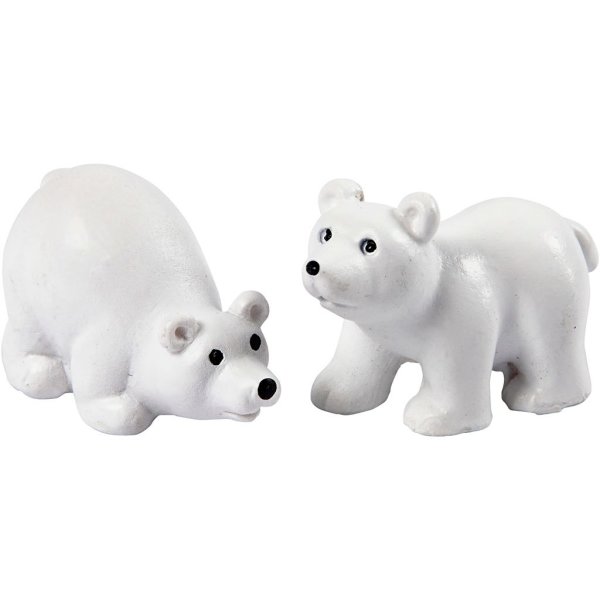 Miniatur-Figuren Eisbären, Weiß, H: 30 mm, L: 45 mm, 2 Stck./ 1 Pck.