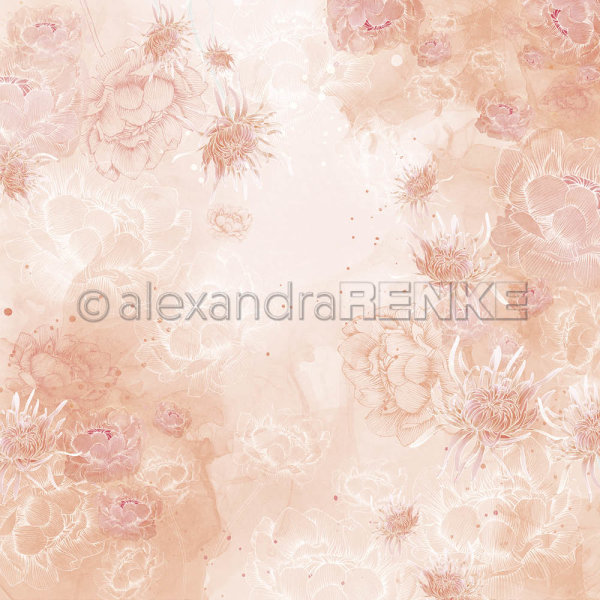 Designpapier Aquarellblumen auf Peach