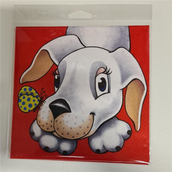 Serviette "Hund mit Schmetterling" 1-er Set