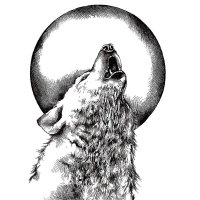 Gummistempel Heulender Wolf