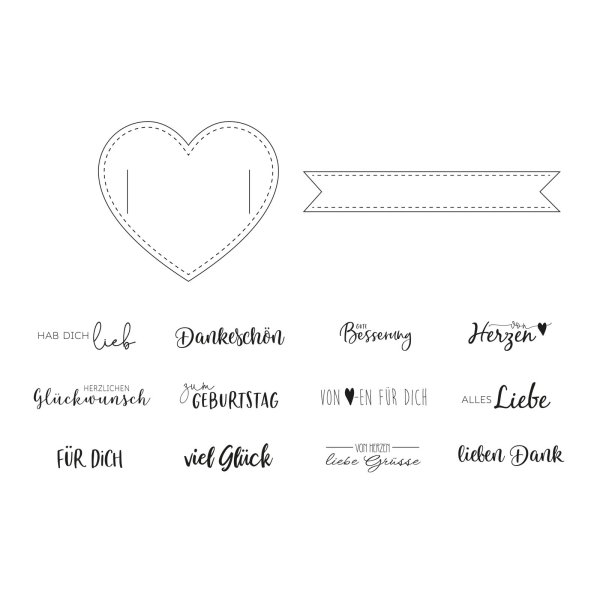Mundart Stempel • Stanzschablone & Stempelset Herz