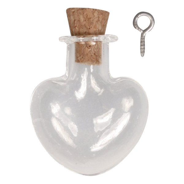 Glas Anhänger: Herz, m. Korkverschl., 2,2x3cm, SB-Btl 1Stück