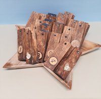 Adventskalender Holzteller Stern mit Papiertüten