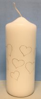 Stumpenkerze mit Herzen, 150x60 mm