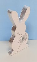 Hase aus Raysin mit Pusteblume (weiss, silber)
