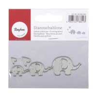 Stanzschablone Elefantenfamilie, 0,8-2,3cm x 0,7-9cm,...