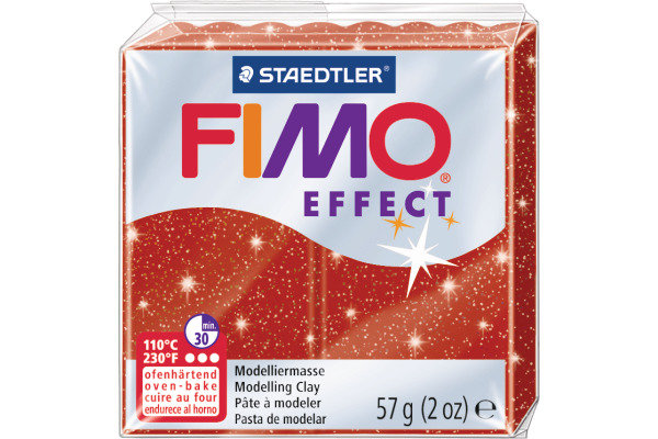 FIMO Knete Effect 57g 8020-202 Glitter rot