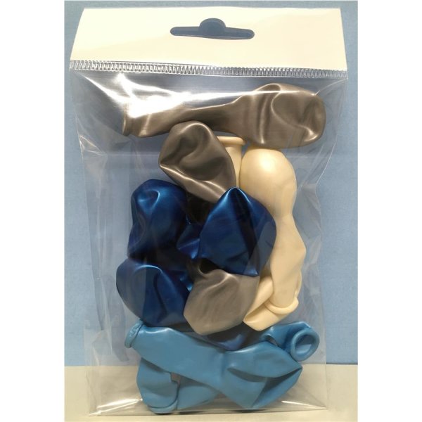 Latex-Luftballons metallc, Durchm. 13cm, 12 Stk., je 3x weiss, grau, dunkelblau und blau