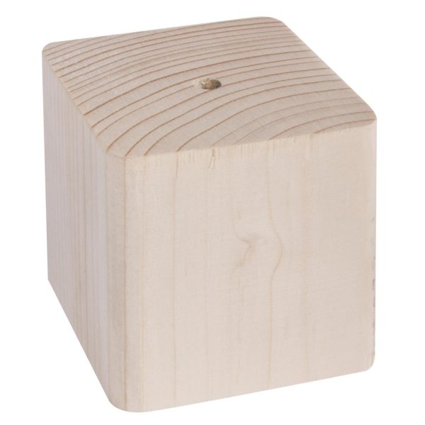 Holz-Sockel, 5,5x5,5x5,5cm, m. Loch ø5,5mm,2,5cm tief