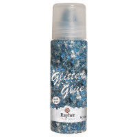 Glitter-Glue Sternchen, Flasche 50ml, blau/silber