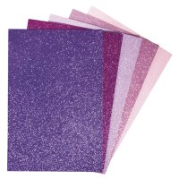 Moosgummi Platten Glitter, selbstkleb., 20x30x0,2cm, 5 Farben, SB-Btl 5Stück, pink-violett