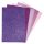Moosgummi Platten Glitter, selbstkleb., 20x30x0,2cm, 5 Farben, SB-Btl 5Stück, pink-violett