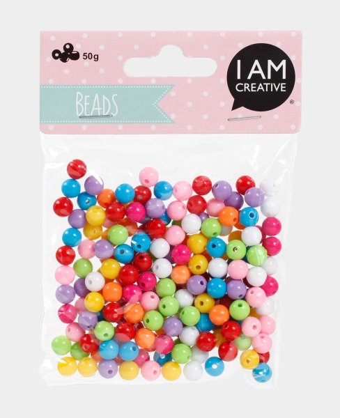 I AM CREATIVE Kinderperlen Mix I ø 8 mm bunt, 50 g